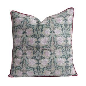 Housse de coussin imprimé vert