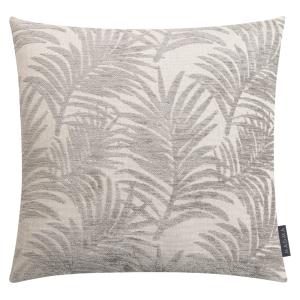 Housse de coussin jacquard motif feuillage gris 45x45