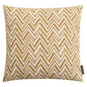 Housse de coussin jacquard motif zigzag moutarde 45x45