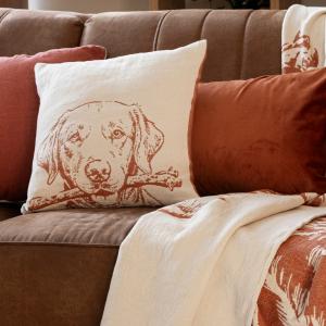 Housse de coussin Jacquard Rouge sienne, écru 40x40cm