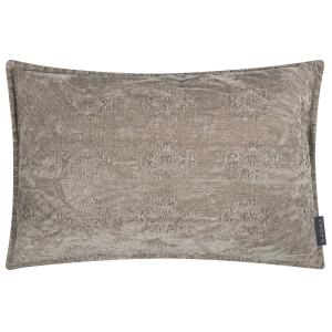 Housse de coussin jacquard taupe avec volant 1 cm 60 x 40