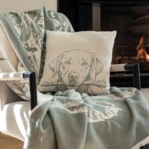 Housse de coussin Jacquard Vert de gris, écru 40x40cm