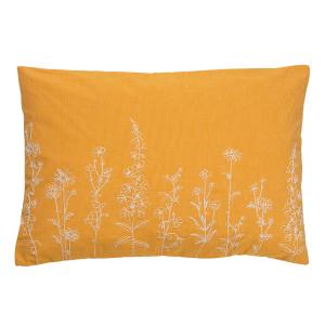 Housse de coussin jaune en coton-40x60 cm avec motif fleuri