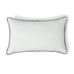 Housse de coussin lin lavé blanc / noir 50x30