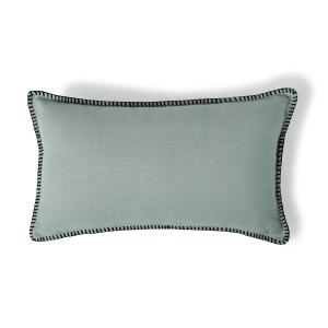 Housse de coussin lin lavé céladon / noir 50x30