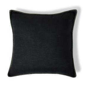 Housse de coussin lin lavé fusain / sable 50x50