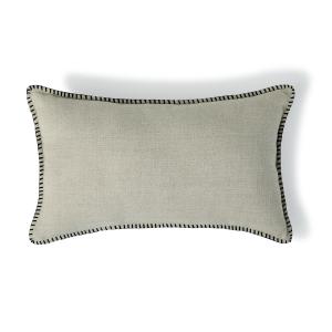 Housse de coussin lin lavé naturel / noir 50x30