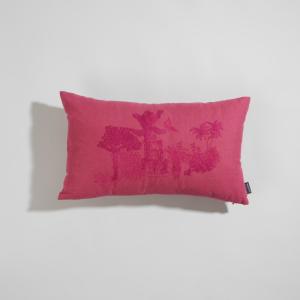 Housse de coussin motif brodé fuchsia 50x30