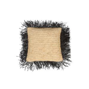 Housse de coussin Raphia Marron et Noir 40x40x10cm