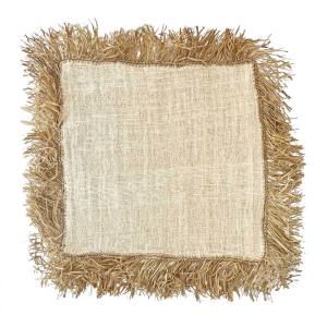 Housse de coussin rectangulaire en coton blanc avec franges…
