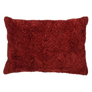 Housse de coussin rouge en coton-40x60 cm avec motif fleuri