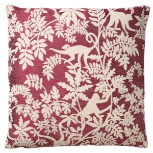 Housse de coussin rouge en coton-45x45 cm avec motif fleuri