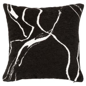 Housse de coussin tissée jacquard motif noir et blanc 40x40