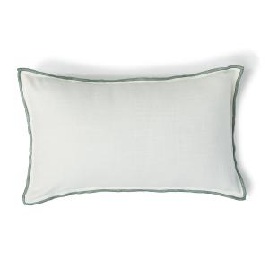 Housse de coussin toile de coton blanc / céladon 50x30