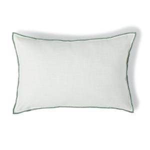 Housse de coussin toile de coton blanc / céladon 60x40