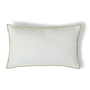 Housse de coussin toile de coton blanc / sable 50x30