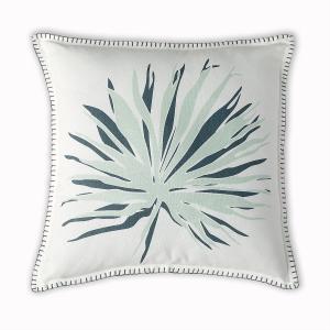 Housse de coussin toile de coton bleu glacier 50x50