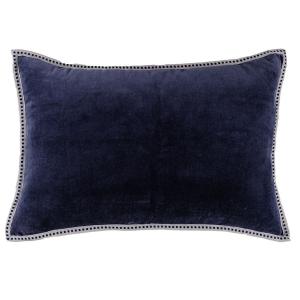 Housse de coussin velours de coton bleu nuit 60x40