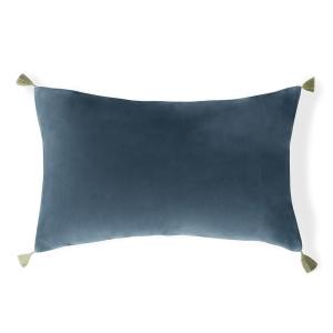 Housse de coussin velours de coton bleu orage 60x40