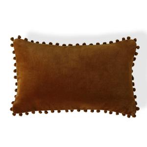 Housse de coussin velours de coton brun tabac 50x30