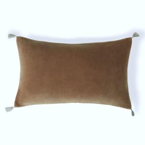 Housse de coussin velours de coton camel 60x40