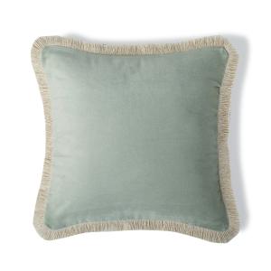 Housse de coussin velours de coton céladon 50x50