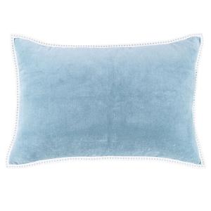 Housse de coussin velours de coton céladon 60x40