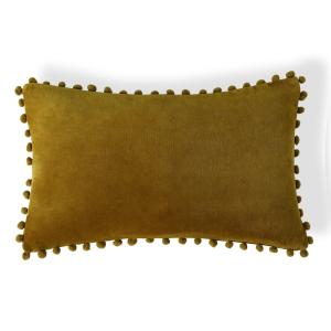 Housse de coussin velours de coton jaune moutarde 50x30