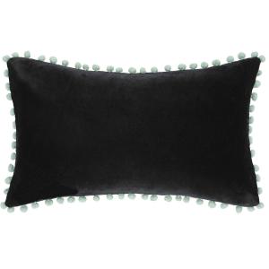 Housse de coussin velours de coton noir 50x30