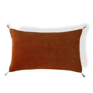 Housse de coussin velours de coton terracotta 50x30