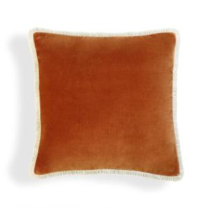 Housse de coussin velours de coton terracotta 50x50