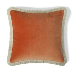 Housse de coussin velours de coton terre de sienne 50x50