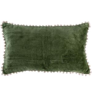 Housse de coussin velours de coton vert kaki 50x30