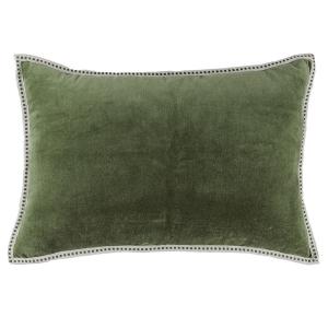 Housse de coussin velours de coton vert kaki 60x40