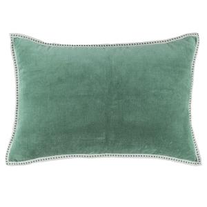 Housse de coussin velours de coton vert sauge 60x40