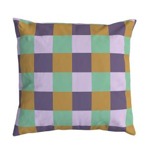 Housse de coussin velours motif carreaux doré 45x45 cm