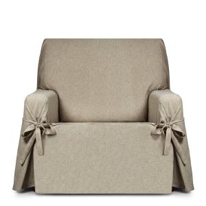 Housse de fauteuil hydrofuge 1 place avec rubans beige 80-1…