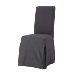 Housse longue de chaise en coton anthracite, compatible cha…