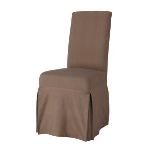 Housse longue de chaise en coton taupe