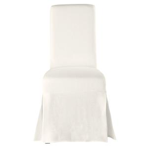 Housse longue de chaise en lin lavé blanche, compatible cha…