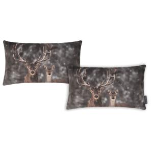 Housses de coussin cerf, polyester, verso peluche  - Lot de…