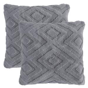 Housses de coussin douces ethniques grises 45x45-Lot de 2
