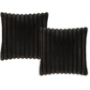 Housses de coussin douces imitation fourrure anthracite-Lot…