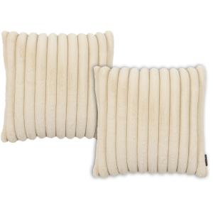 Housses de coussin moelleux imitation fourrure beige-Lot de…