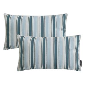 Housses de coussin rayées bleues 40x60- Lot de 2