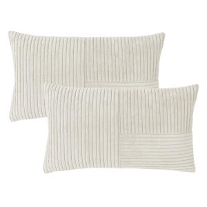 Housses de coussin velours cotelé beige-Lot de 2-30x50