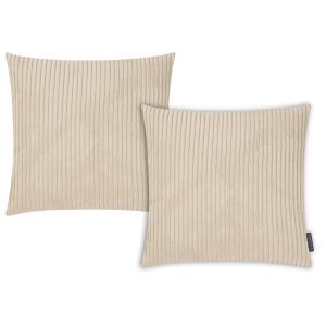 Housses de coussin velours cotelé beige-Lot de 2-45x45