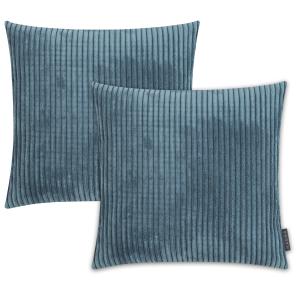 Housses de coussin velours côtelé bleu pétrole- Lot de 2 -…