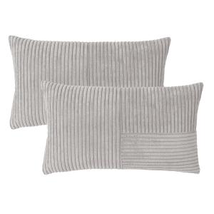 Housses de coussin velours cotelé gris-Lot de 2-30x50