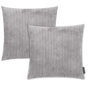 Housses de coussin velours côtelé gris - Lot de 2 - 45x45